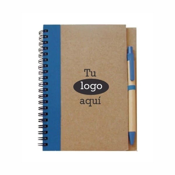 Libreta Eco Franja de color azul Libreta Eco Franja Vertical +lapicero 13.5x18.5cm