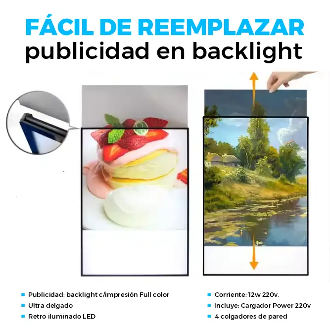 cuadro luminoso backlight Cuadro Luminoso Led Publicitario A2