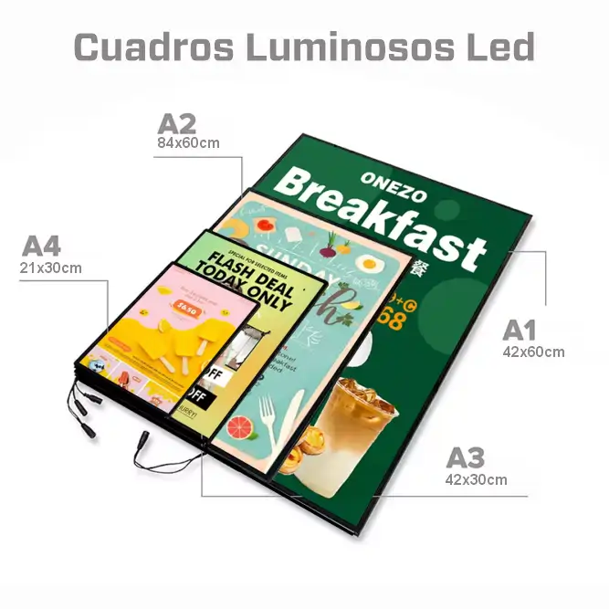 cuadros luminosos tamaños