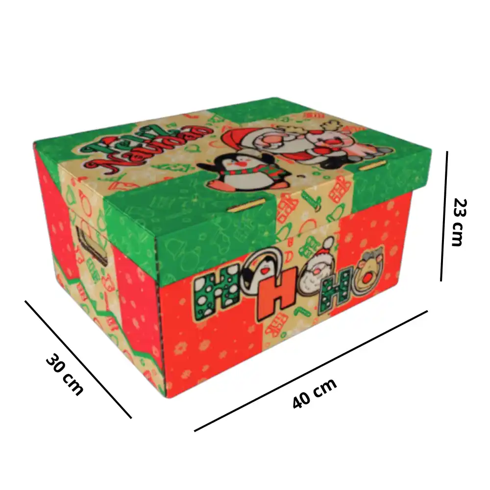 Caja Canasta Navideña 40x30x23cm_0 Caja Canasta Navideña 40x30x23cm Cartón corrugado 4mm