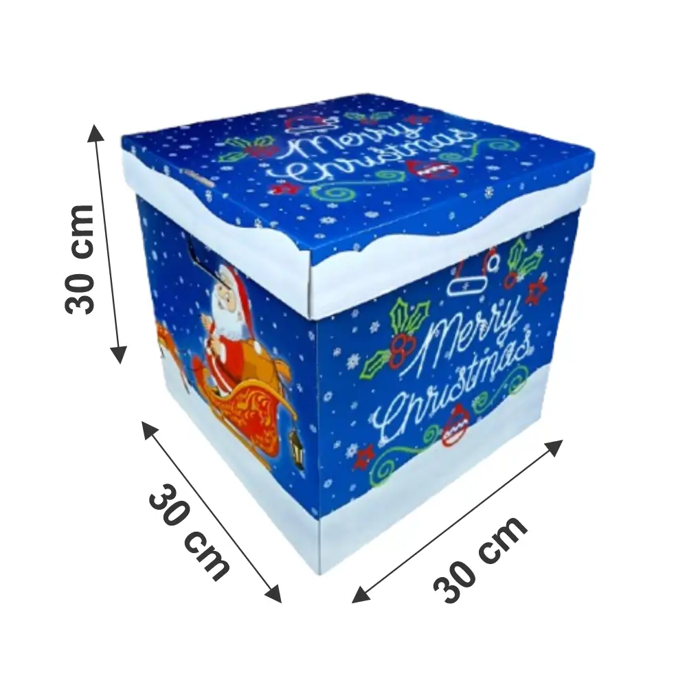 caja canasta_30x30x30cm_merry_christmas Caja Canasta Navideña Cubo 30 x 30 x 30 cm Merry Christmas