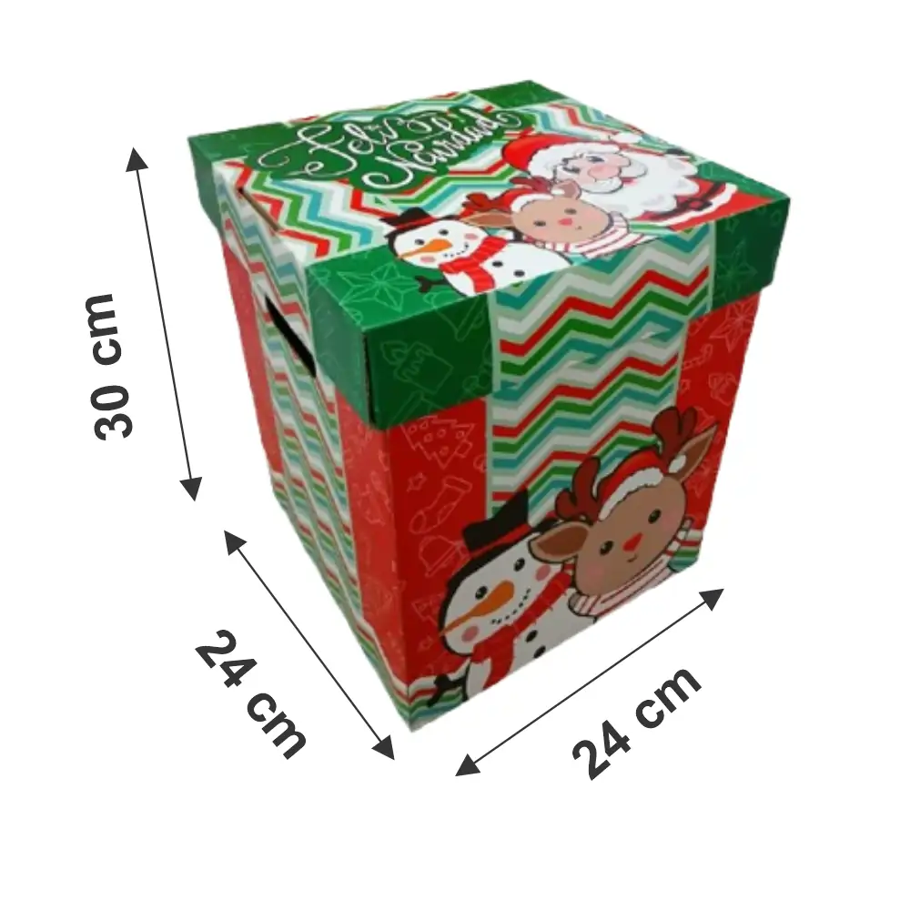 caja navideña_24x24x30cm_noel y amigos Caja Navideña 24 x 24 x 30 cm Papa Noel