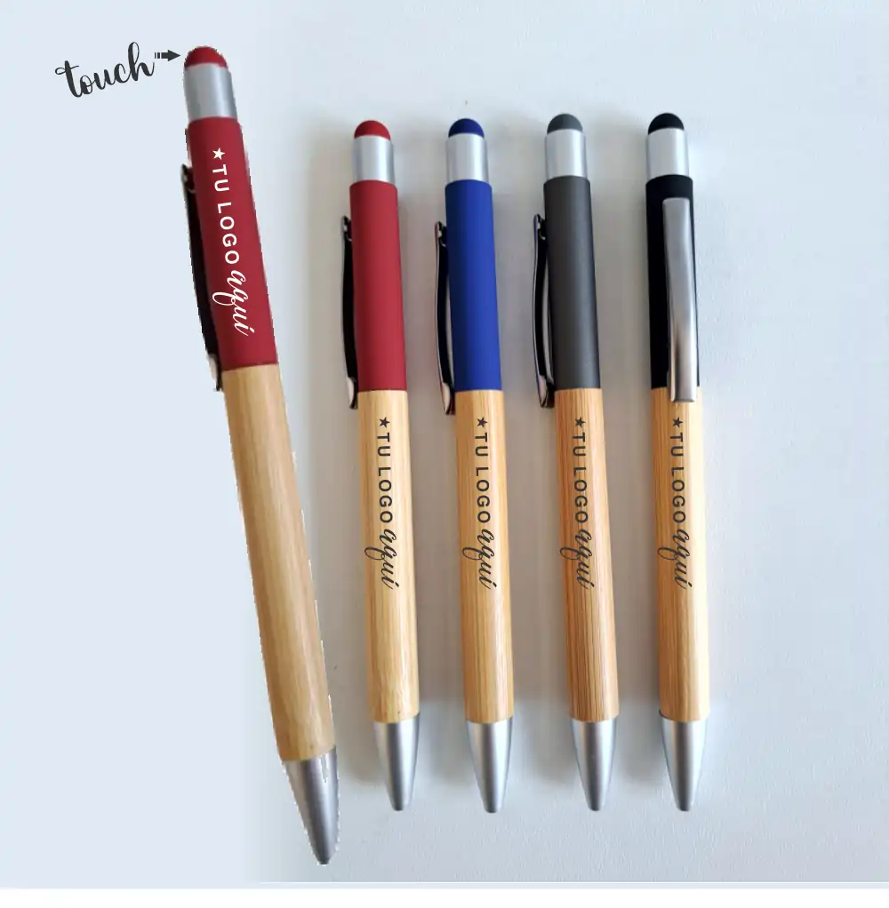 Lapicero Touch Bambú con metal_1 Lapicero Touch Bambú con metal personalizado con logo